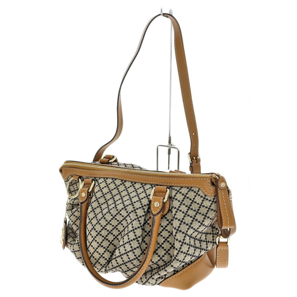 Gucci Sukey Diamante Canvas 2way Handbag brown